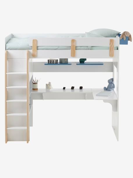 Gecombineerd mezzaninebed EVEREST XXL Kaki+Wit/hout - vertbaudet enfant 