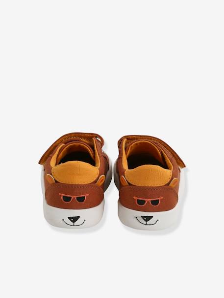 Stoffen sneakers met klittenband babyjongen bruin+donkerbruin - vertbaudet enfant 