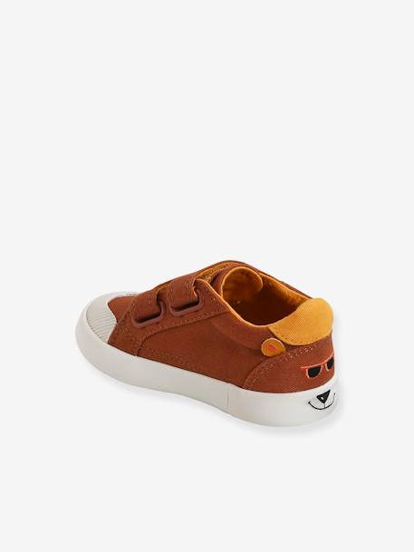 Stoffen sneakers met klittenband babyjongen bruin+donkerbruin - vertbaudet enfant 