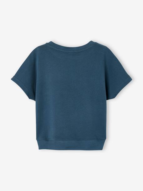 Avontuurlijk fleece t-shirt voor jongens met fluorescerende details petrolblauw - vertbaudet enfant 