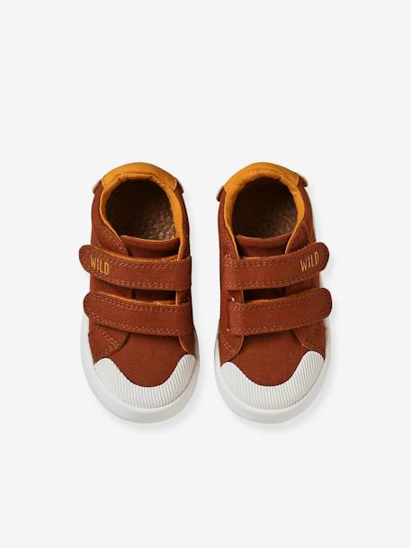 Stoffen sneakers met klittenband babyjongen bruin+donkerbruin - vertbaudet enfant 