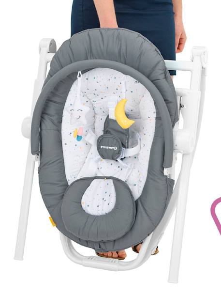 Hoge ligstoel BADABULLE Compact'Up Donkergrijs (Moonlight)+Lichtgrijs (Candy) - vertbaudet enfant 