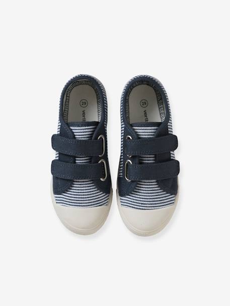 Stoffen sneakers met klittenband voor kinderen blauw+hemelsblauw+mosterdgeel - vertbaudet enfant 