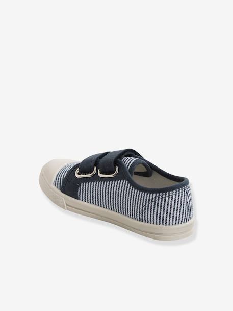 Stoffen sneakers met klittenband voor kinderen blauw+hemelsblauw+mosterdgeel - vertbaudet enfant 