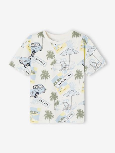 Jongens-T-shirt 'Juan les pins' wit, bedrukt - vertbaudet enfant 