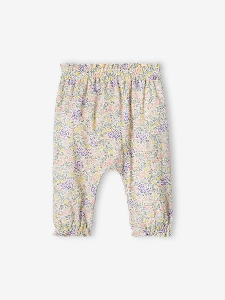 Losse babybroek met print ecru+groen met print+paars, bedrukt - vertbaudet enfant 