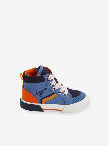 Mid-babysneakers met veters en rits blauw - vertbaudet enfant 