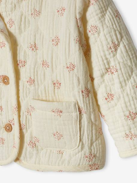 Babyvestje van katoengaas ecru+LICHTBEIGE MET PRINT - vertbaudet enfant 