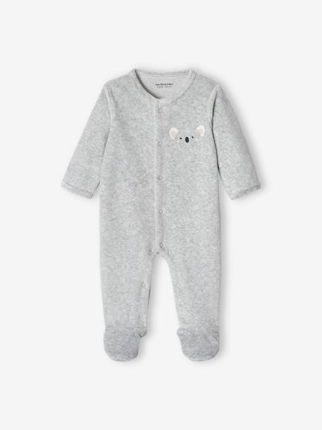 Fluwelen koala slaappakje baby gemêleerd beige+gemêleerd grijs - vertbaudet enfant 