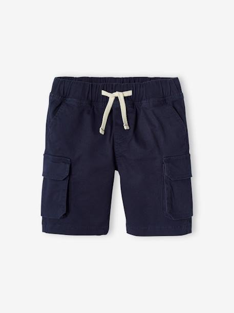 Gemakkelijk aan en uit te trekken battle short voor jongens beige+kaki+marineblauw - vertbaudet enfant 