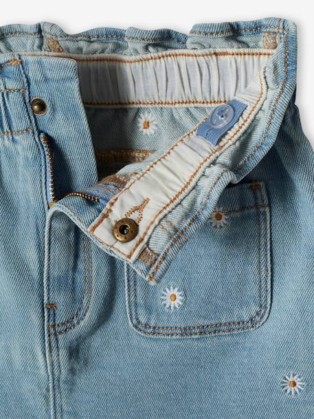 Meisjesrok van jeans met geborduurde bloemen double stone - vertbaudet enfant 