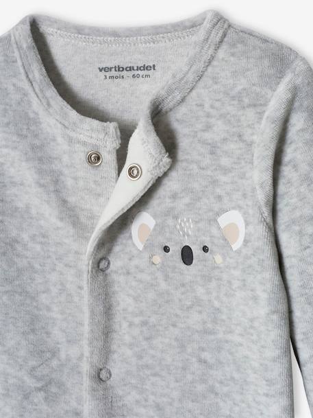 Fluwelen koala slaappakje baby gemêleerd beige+gemêleerd grijs - vertbaudet enfant 