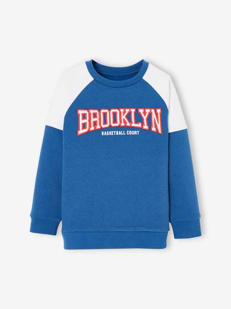 Jongenssweater met colourblock en team Brooklyn opdruk koningsblauw+pecannoot - vertbaudet enfant 