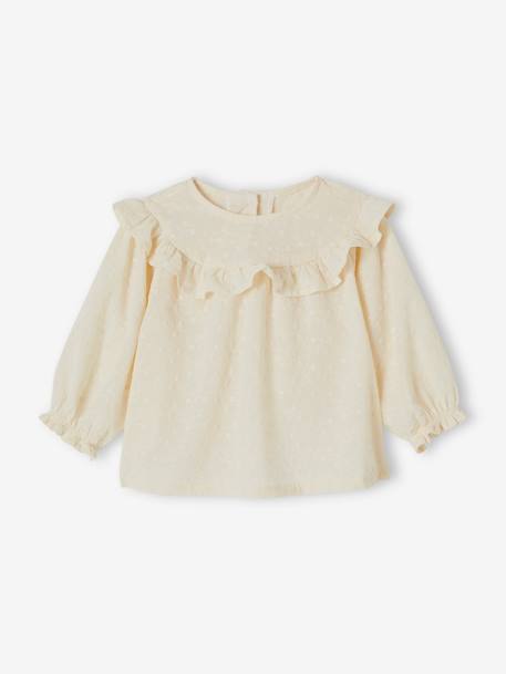 Babyblouse met ruches en borduursel ecru - vertbaudet enfant 