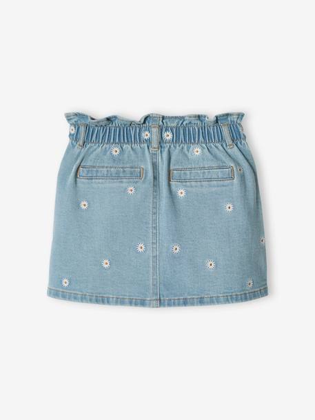 Meisjesrok van jeans met geborduurde bloemen double stone - vertbaudet enfant 