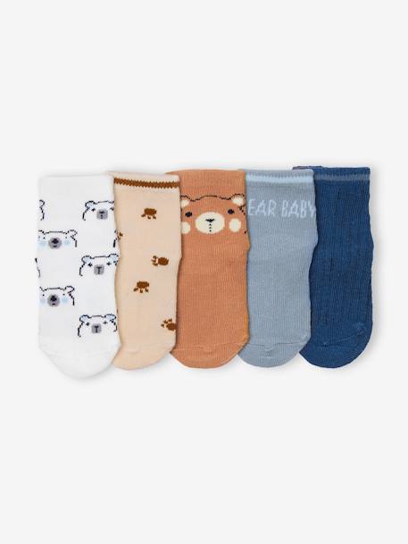 Set van 5 paar babysokjes 'baby bear' donkerbruin - vertbaudet enfant 