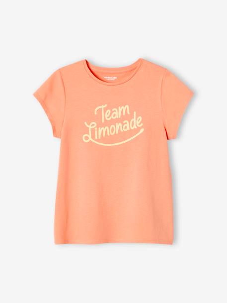 T-shirt met tekst meisjes aardbei+koraal+marineblauw+rood+vanille - vertbaudet enfant 