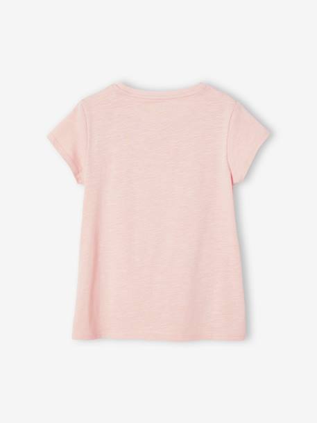 Iriserend gestreept sportshirt voor meisjes ecru+gemêleerd grijs+lila+roze (poederkleur) - vertbaudet enfant 