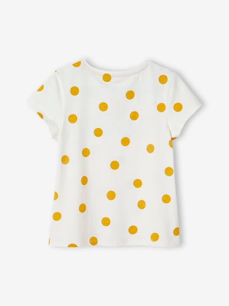 Meisjesshirt met bloemenmotief en gezichtje ecru+poederroze - vertbaudet enfant 