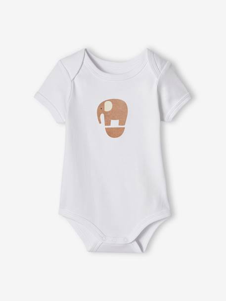 Set met 5 babyrompers 'olifant' korte mouwen ecru - vertbaudet enfant 