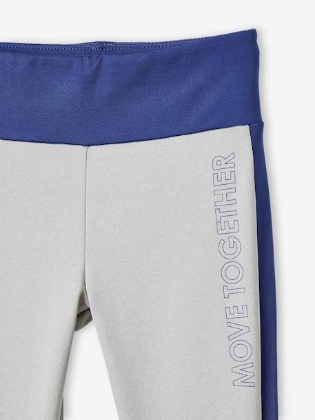 Sportlegging voor meisjes van technisch materiaal met stroken aan de zijkant gemêleerd grijs - vertbaudet enfant 