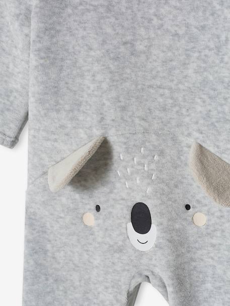 Fluwelen koala slaappakje baby gemêleerd beige+gemêleerd grijs - vertbaudet enfant 