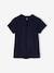Personaliseerbare meisjes-T-shirt met kraag en korte mouwen ecru+marineblauw - vertbaudet enfant 