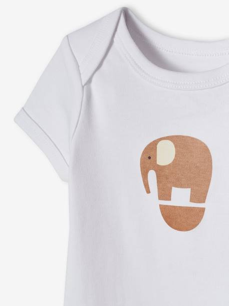 Set met 5 babyrompers 'olifant' korte mouwen ecru - vertbaudet enfant 