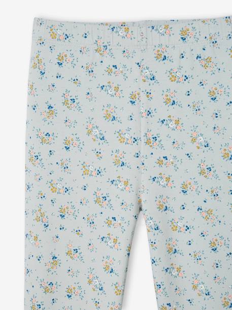 Oeko-Tex® legging met bloemenprint voor meisjes chocoladebruin+ecru+groengrijs+hemelsblauw+inkt met print+nude - vertbaudet enfant 
