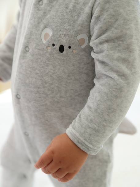 Fluwelen koala slaappakje baby gemêleerd beige+gemêleerd grijs - vertbaudet enfant 