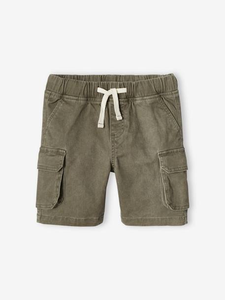 Gemakkelijk aan en uit te trekken battle short voor jongens beige+kaki+marineblauw - vertbaudet enfant 