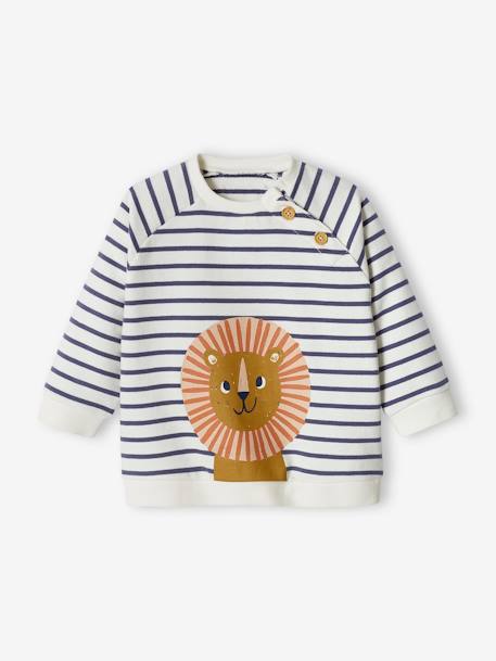 Gestreept sweatshirt van molton baby blauw, gestreept+dennen+leiblauw - vertbaudet enfant 