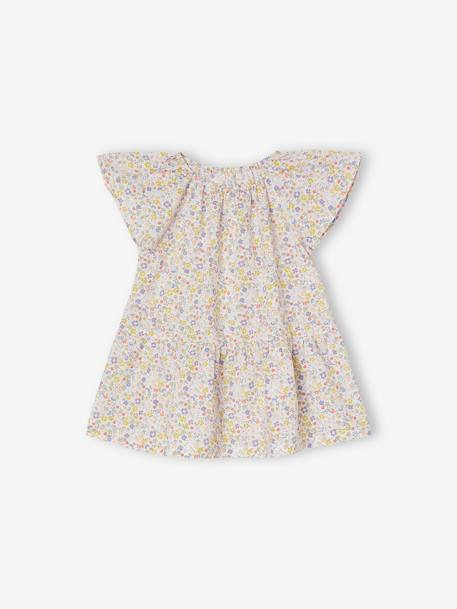 Babyjurk met bloemen en vlindermouwen ecru+wit, bedrukt - vertbaudet enfant 