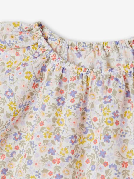 Babyjurk met bloemen en vlindermouwen ecru+wit, bedrukt - vertbaudet enfant 