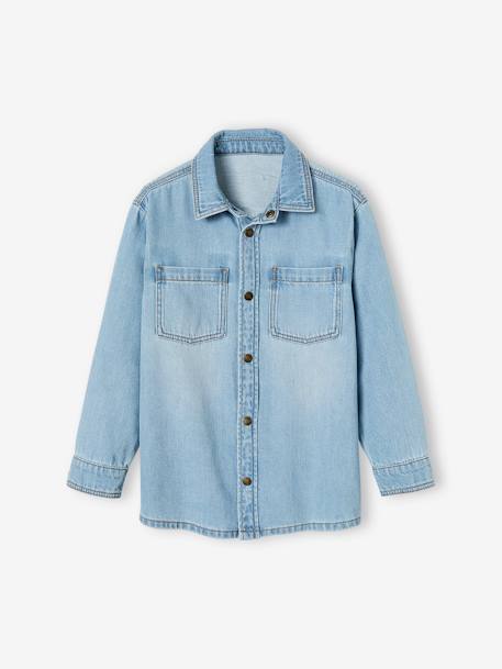 Denim jongenshemd gebleekt denim+stone+zwart denim - vertbaudet enfant 