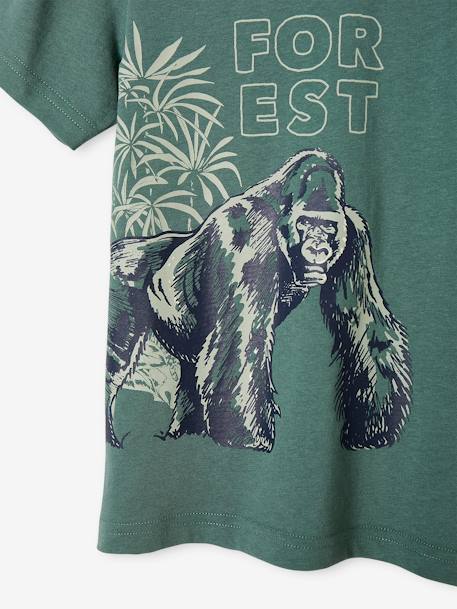 T-shirt voor jongens in biologisch katoen met dieren saliegroen - vertbaudet enfant 