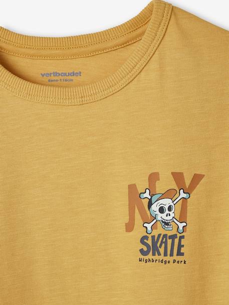 T-shirt met maxi motief op de rug voor jongens grijs+mosterdgeel - vertbaudet enfant 