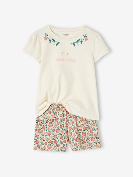 Set pyjama + korte pyjama bohemian meisjes oudroze - vertbaudet enfant 