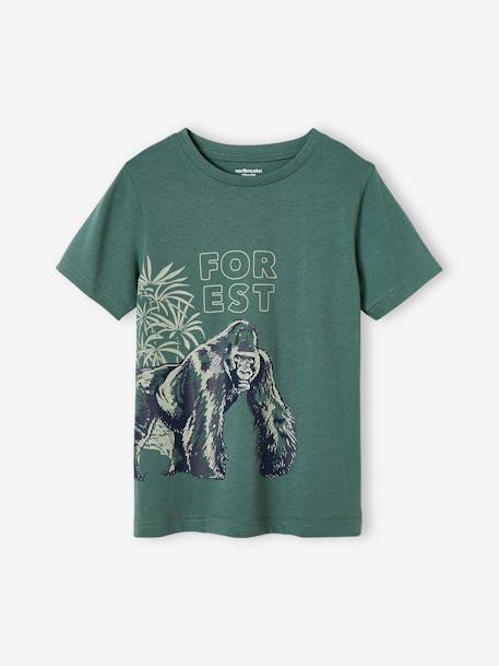 T-shirt voor jongens in biologisch katoen met dieren hemelsblauw+saliegroen - vertbaudet enfant 