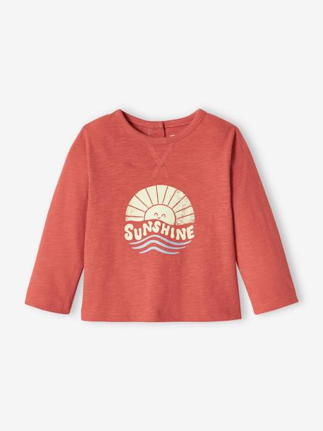 T-shirt met lange mouwen van gevlamde jersey terracottategel - vertbaudet enfant 