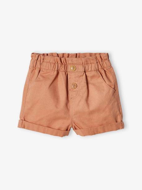 Short met elastische taille voor baby's celadongroen+klei+lichtroze - vertbaudet enfant 