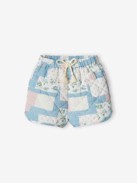 Gewatteerde babyshort met patchworkeffect wit - vertbaudet enfant 