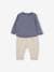 Babyset T-shirt + molton broek gestreept / karamel+indigoblauw - vertbaudet enfant 