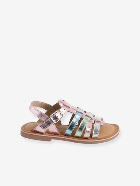 Leren sandalen met meerdere riempjes voor meisjes lila - vertbaudet enfant 