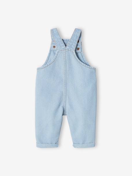 Denim babysalopette met contrasterende zakken gebleekt denim - vertbaudet enfant 