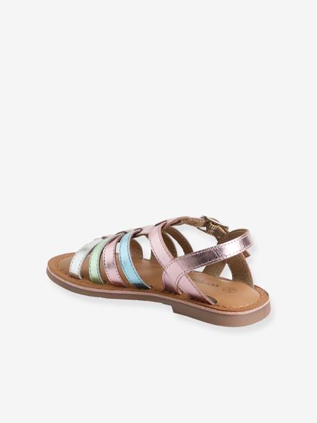 Leren sandalen met meerdere riempjes voor meisjes lila - vertbaudet enfant 