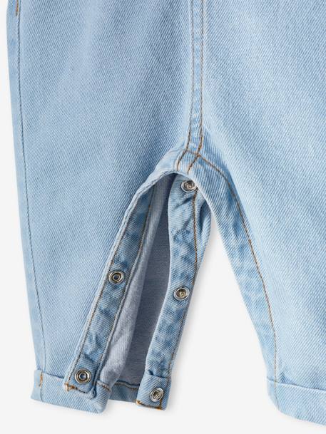 Denim babysalopette met contrasterende zakken gebleekt denim - vertbaudet enfant 