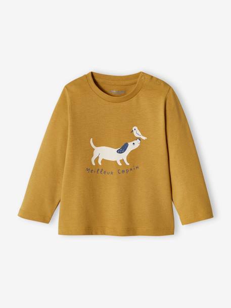 Set van 2 shirts met dierenmotief en strepen brons - vertbaudet enfant 