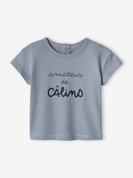 Set van 2 T-shirts voor baby, met korte mouwen grijsblauw+karamel - vertbaudet enfant 