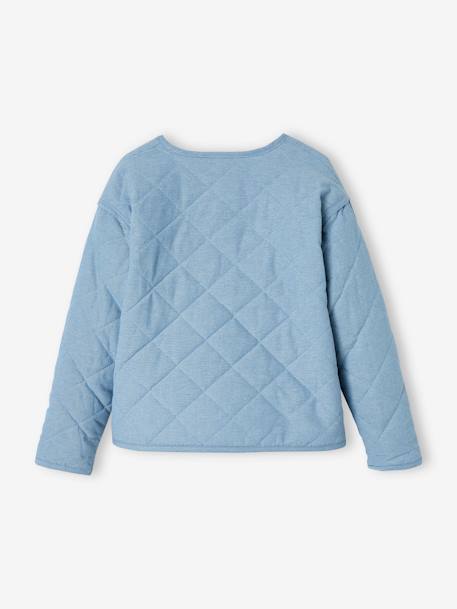 Gewatteerd jack in chambray voor meisjes met gebloemde voering double stone - vertbaudet enfant 